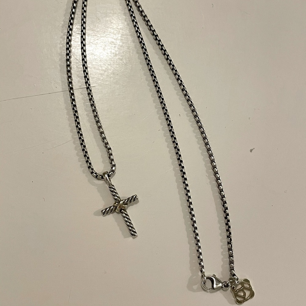 David Yurman Petite X Cross Necklace with 14K Gold